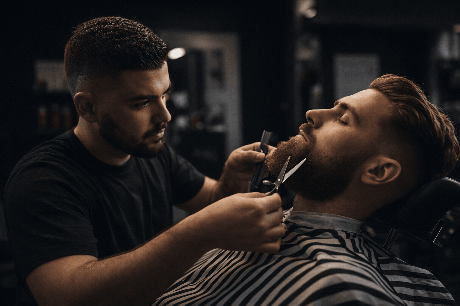 Servicio de barba en barbería moderna
